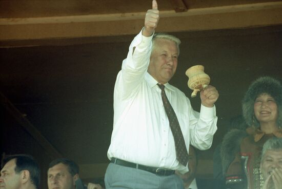 Russian President Boris Yeltsin visits Respublic of Sakha (Yakutia)