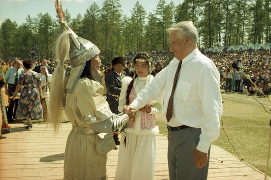 Russian President Boris Yeltsin visits Respublic of Sakha (Yakutia)