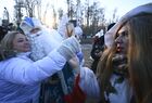 A Father Frost takes part in a ceremony to cut down a 96-year-old fir tree that will be put up at the Moscow Kremlin's Cathedral Square this New Year and Christmas, in the woods of the Naro-Fominsk District, outside Moscow, Russia. The 25-meter high tree will be delivered to Moscow on December 11. Location: Russia, Moscow region. Author: Evgeny Odinokov/Sputnik. Russia New Year Preparations
