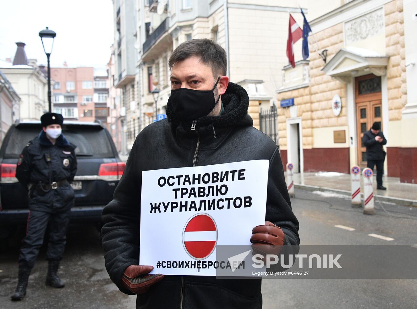 Russia Latvia Reporters Crackdown Protest