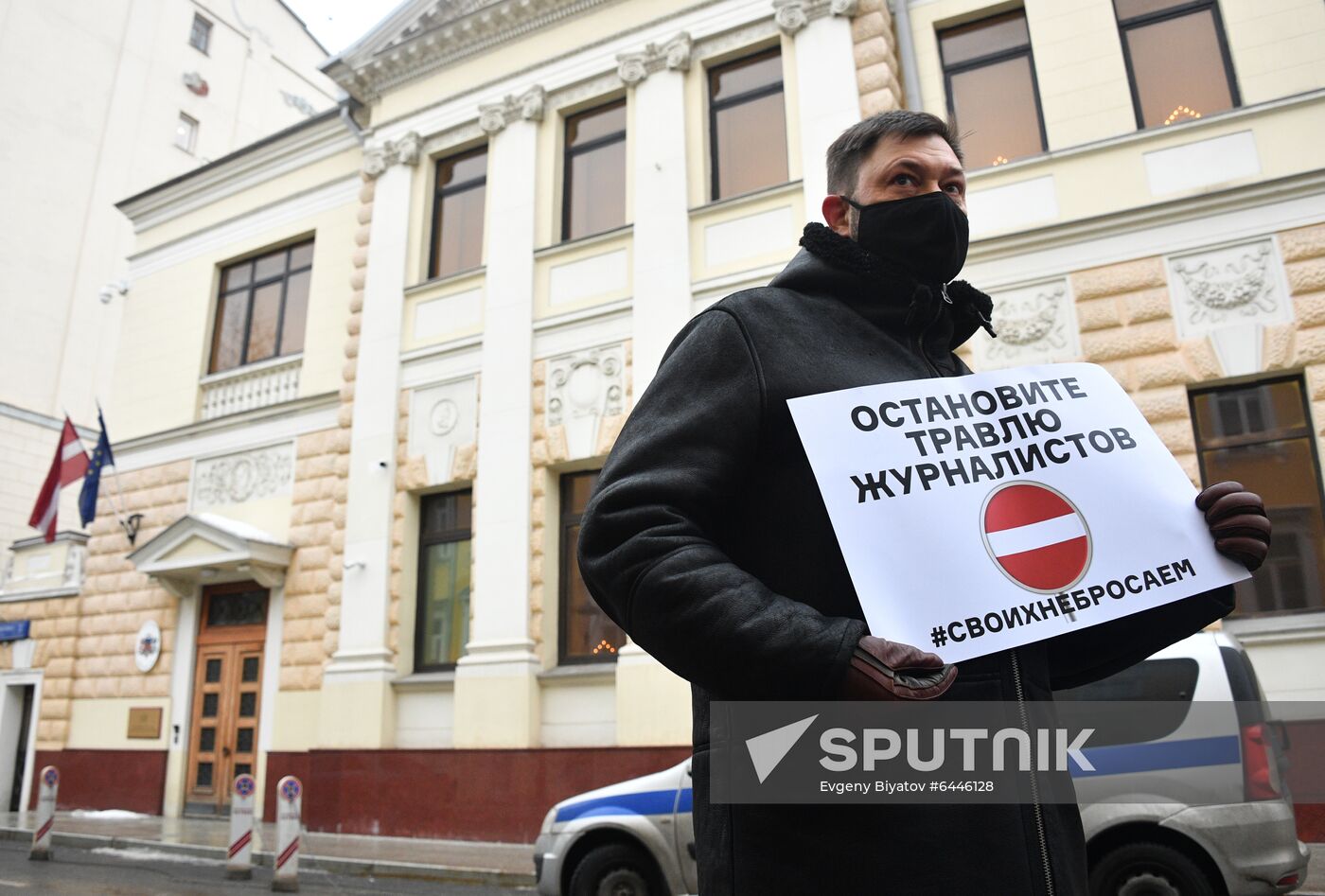 Russia Latvia Reporters Crackdown Protest