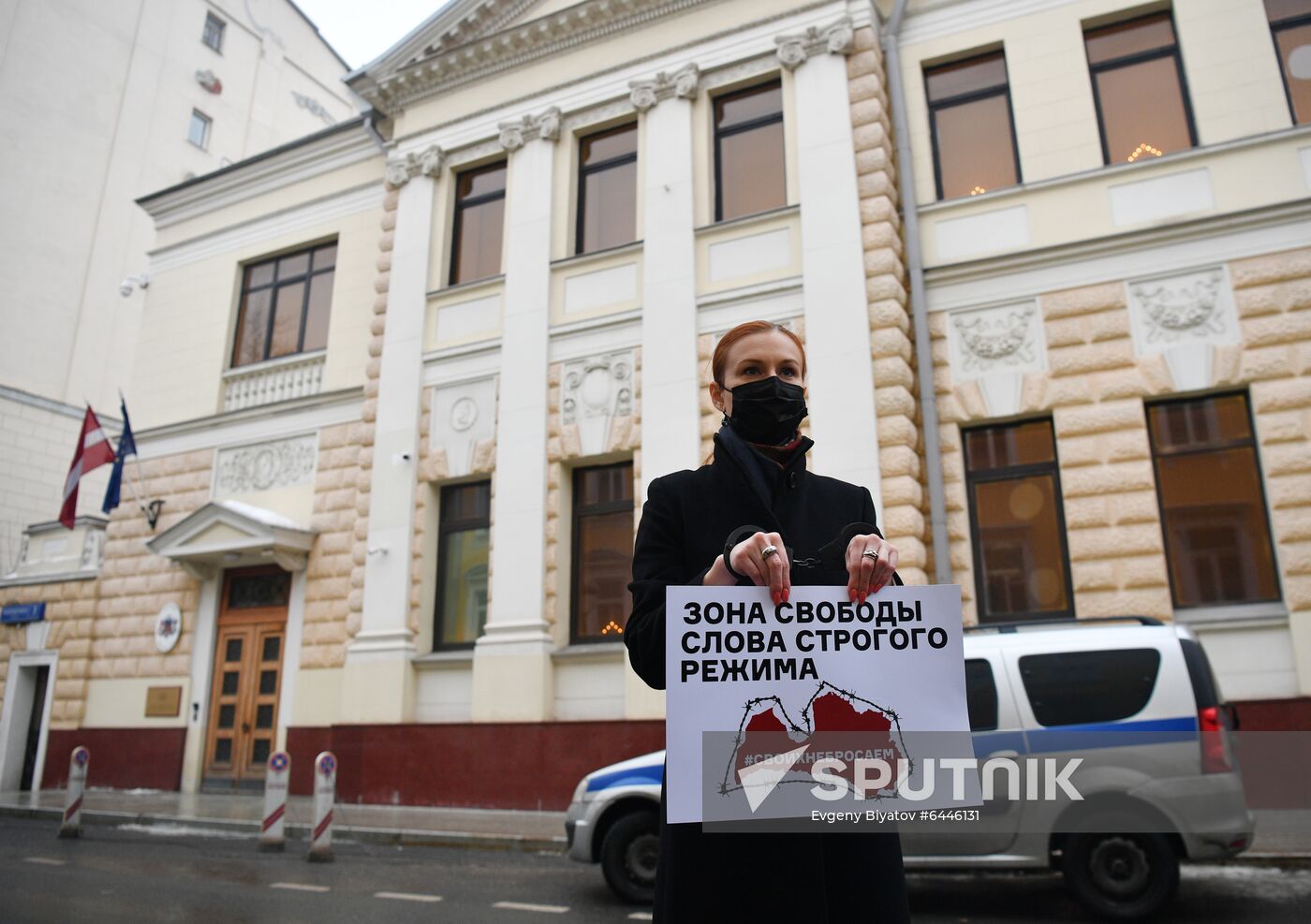 Russia Latvia Reporters Crackdown Protest