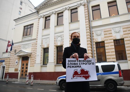 Russia Latvia Reporters Crackdown Protest