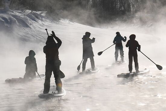 Russia Winter SUP Surfing