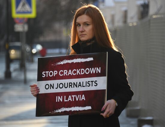 Russia Latvia Reporters Crackdown Protest