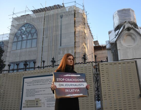 Russia Latvia Reporters Crackdown Protest
