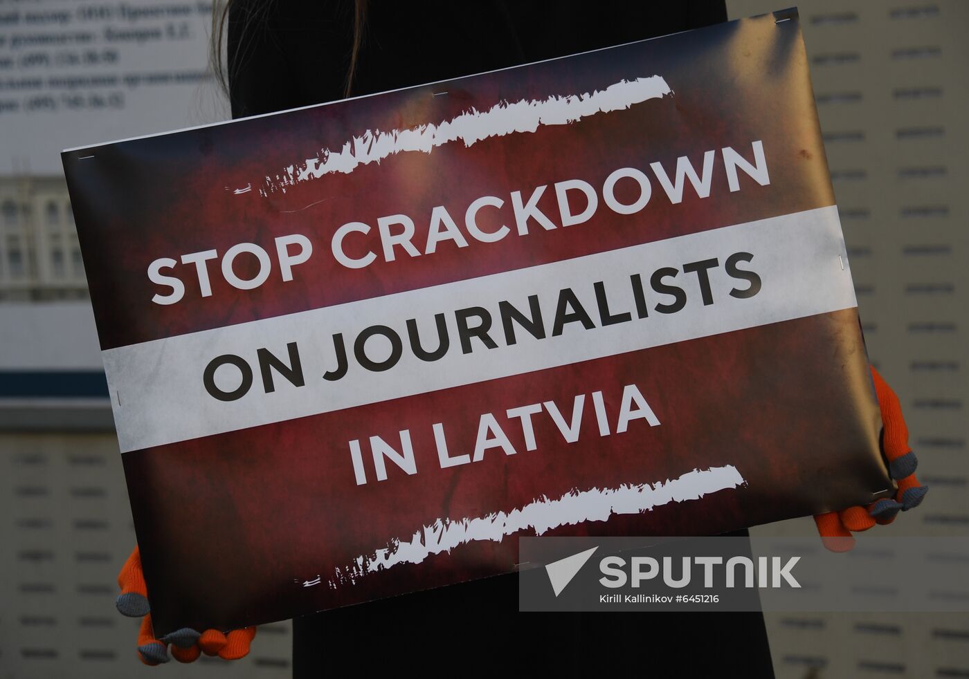 Russia Latvia Reporters Crackdown Protest