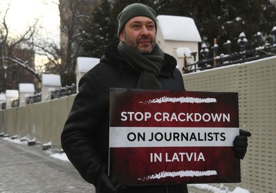 Russia Latvia Reporters Crackdown Protest