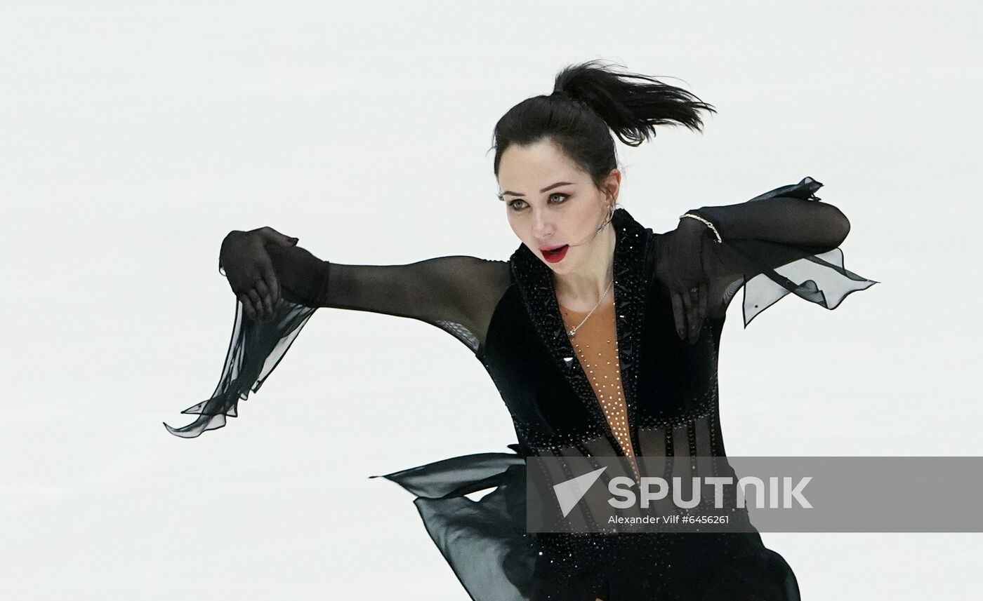 Elizaveta Tuktamysheva, a member of Evgenia Medvedeva's team, skates her free program during the team competition at the Channel One Figure Skating Cup in Moscow, Russia. Location: Russia, Moscow. Author: Alexander Vilf/Sputnik. Russia Figure Skating Team Competition