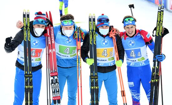 Slovenia Biathlon Worlds Men Relay