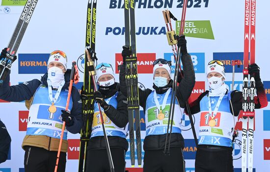 Slovenia Biathlon Worlds Men Relay