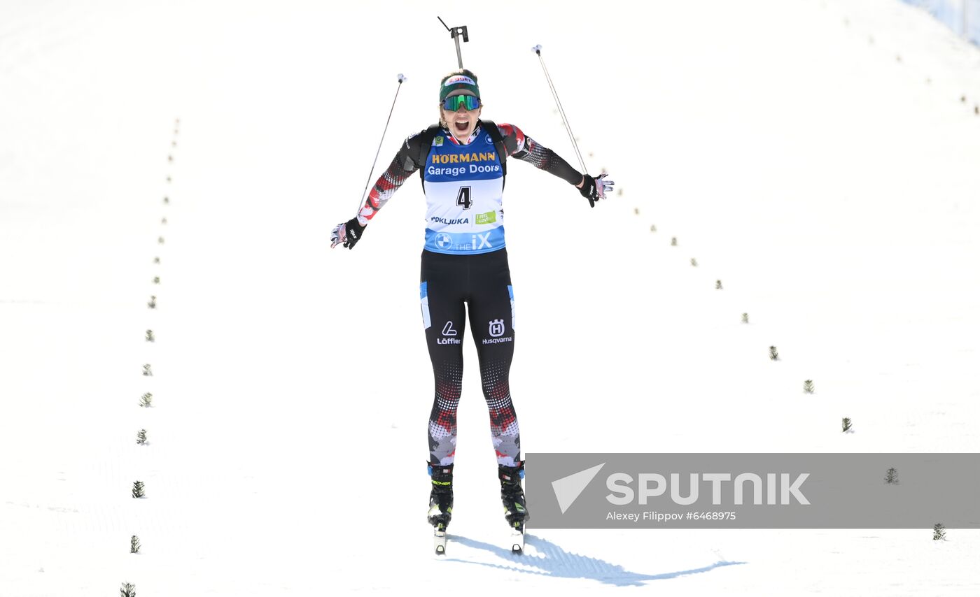 Slovenia Biathlon Worlds Women Mass Start