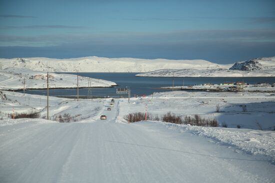 Russia Teriberka Snowstorm Cars Stuck