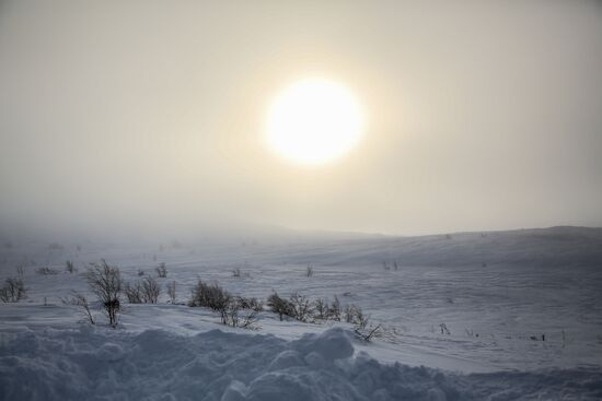 Russia Teriberka Snowstorm Cars Stuck