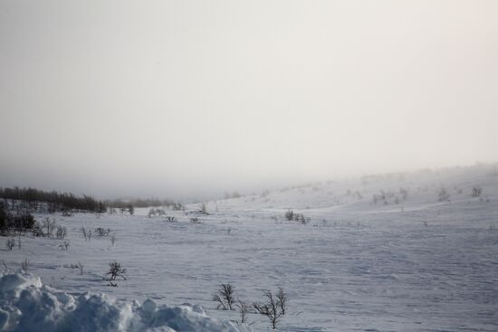 Russia Teriberka Snowstorm Cars Stuck