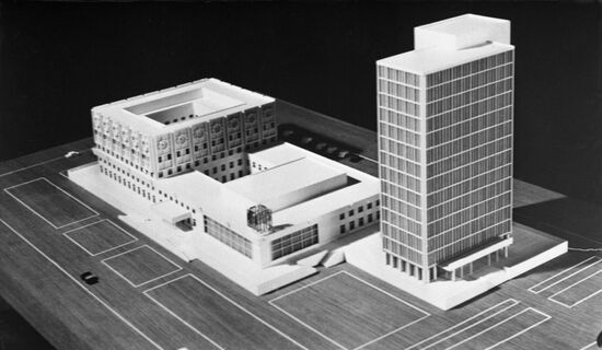 Model of building  in Ulan-Bator designed by Workshop 12 at Mosproject-2 architectural and design bureau