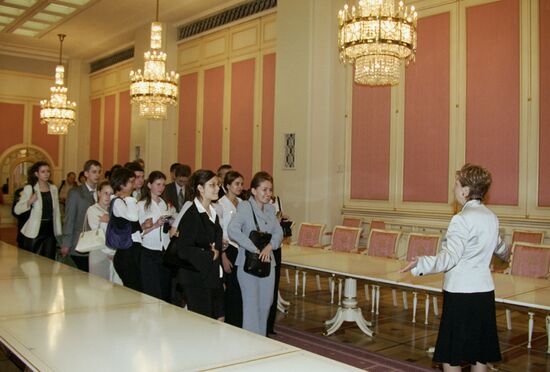 Meeting with graduates of Moscow schools at Russian Government House
