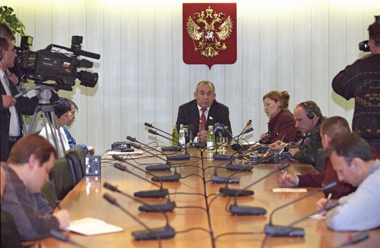 News conference with Akhmar Zavgayev