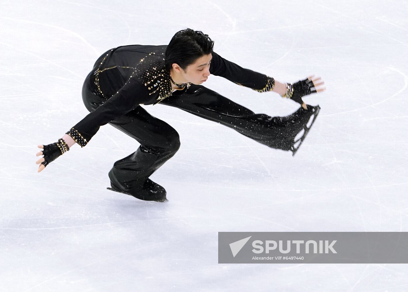 Japan's Hanyu Yuzuru skates his short program during the World Figure Skating Championships, in Stockholm, Sweden. Location: Sweden, Stockholm. Author: Alexander Vilf/Sputnik. Sweden Figure Skating Worlds Men