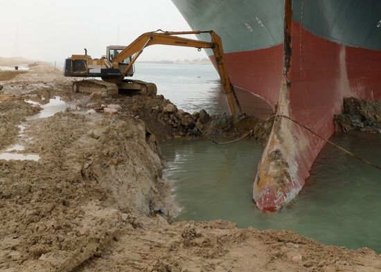 Egypt Suez Canal Traffic Blockade