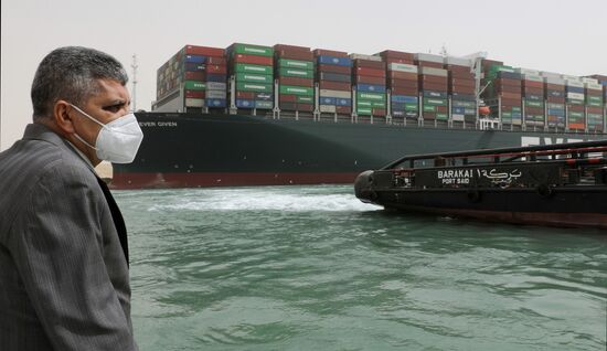 Egypt Suez Canal Traffic Blockade