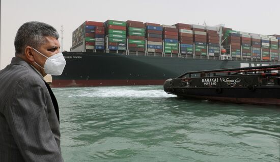 Egypt Suez Canal Traffic Blockade