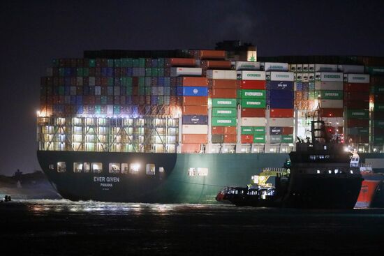 Egypt Suez Canal Traffic Blockade
