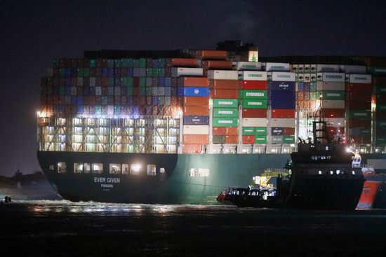 Egypt Suez Canal Traffic Blockade
