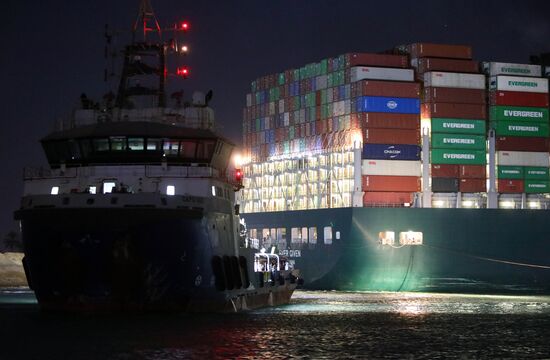 Egypt Suez Canal Traffic Blockade