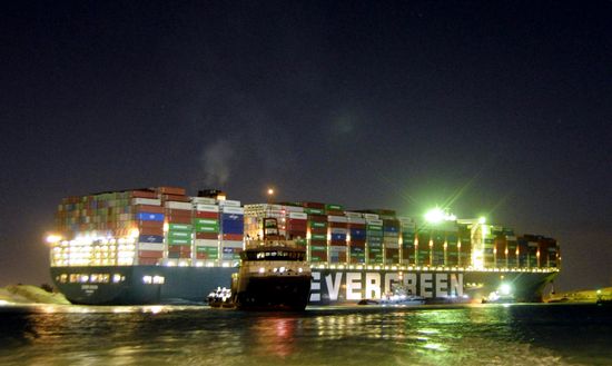 Egypt Suez Canal Traffic Blockade
