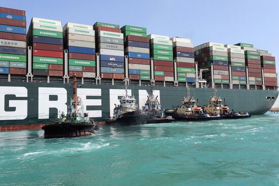 Egypt Suez Canal Traffic Blockade