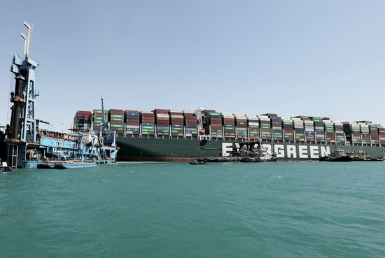 Egypt Suez Canal Traffic Blockade