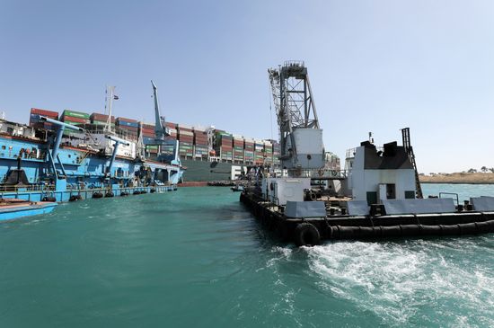 Egypt Suez Canal Traffic Blockade