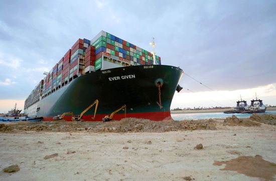 Egypt Suez Canal Traffic Blockade