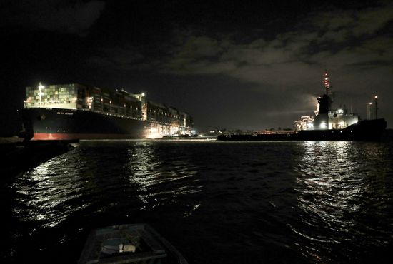 Egypt Suez Canal Traffic Blockade