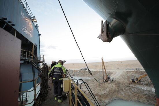 Egypt Suez Canal Traffic Blockade