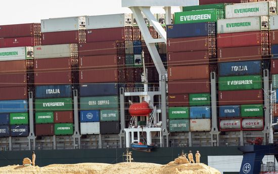 Egypt Suez Canal Traffic Blockade