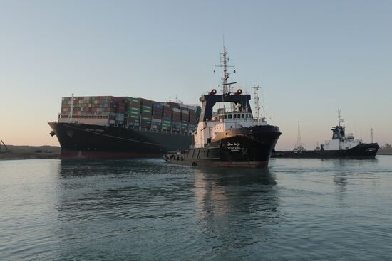Egypt Suez Canal Traffic Blockade
