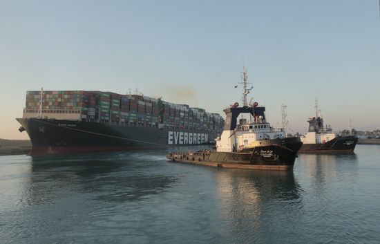 Egypt Suez Canal Traffic Blockade