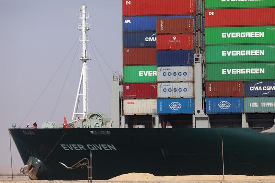 Egypt Suez Canal Traffic Blockade