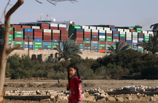 Egypt Suez Canal Traffic Blockade