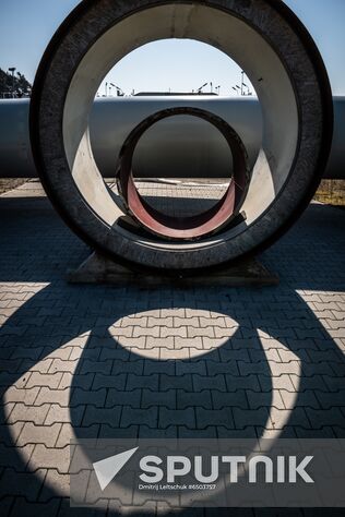 Piping systems and shut-off valves are pictured at the gas receiving station of the Nord Stream Baltic Sea pipeline, in Lubmin, Germany. Location: Germany, Lubmin. Author: Dmitrij Leltschuk/Sputnik. Germany Nord Stream Gas Pipeline