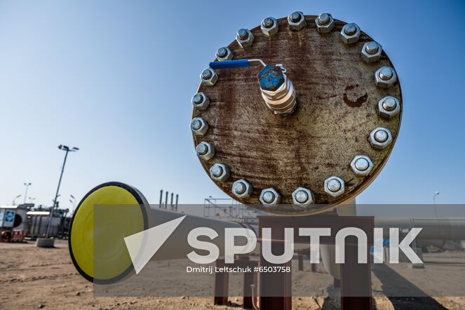 Piping systems and shut-off valves are pictured at the gas receiving station of the Nord Stream Baltic Sea pipeline, in Lubmin, Germany. Location: Germany, Lubmin. Author: Dmitrij Leltschuk/Sputnik. Germany Nord Stream Gas Pipeline
