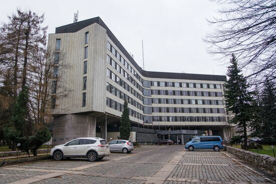 Latvia Former Communist Party Building Demolition