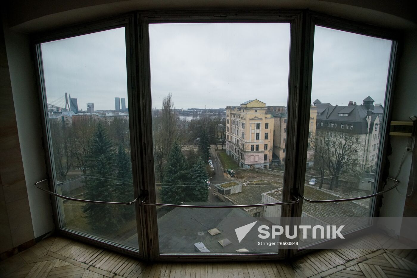 Latvia Former Communist Party Building Demolition