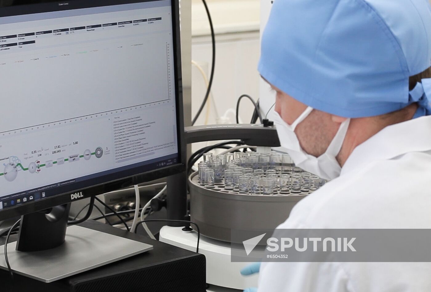 In this handout video grab released by Rostech press service, a picture shows a production process of the drug "Covid-globulin" based on the blood plasma of patients with COVID-19 in Russia. Editorial use only, no archive, no commercial use. The world's first drug "Covid-globulin" based on blood plasma of patients with coronavirus infection was registered by the Ministry of Health of Russia. Location: Russia. Russia Coronavirus Treatment