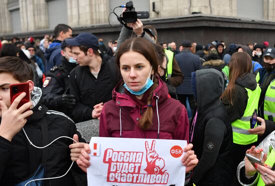 Russia Moscow Navalny Supporters Rally