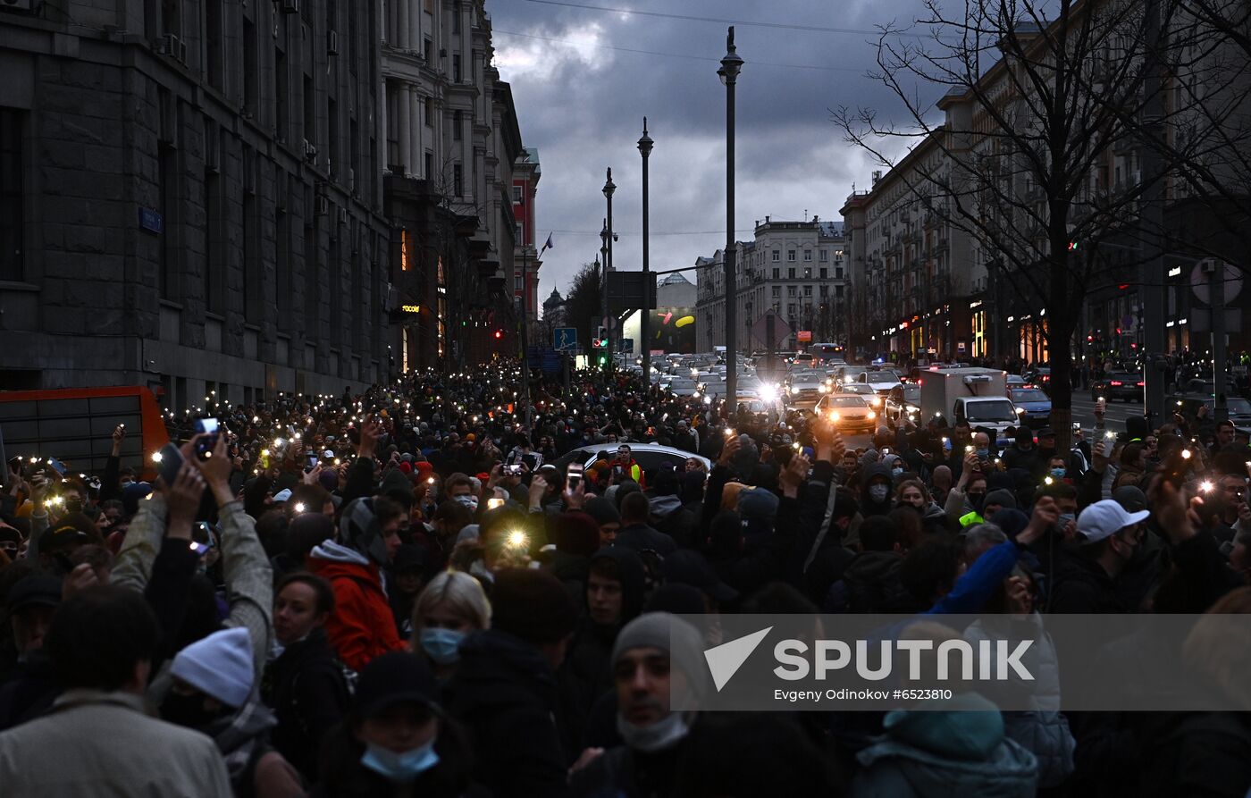 Russia Moscow Navalny Supporters Rally