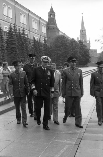 United States Navy Admiral William J. Crowe visits Moscow