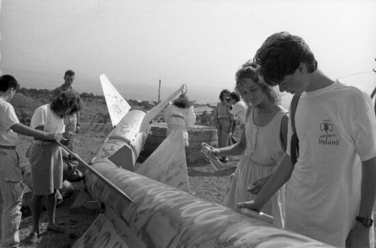 British schoolchildren Jacqueline Smith and Stephen King visit USSR